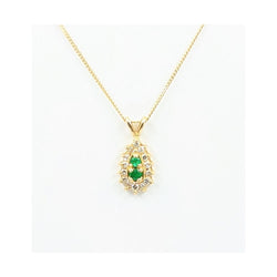 Ladies 14kt Y/G Green Emerald and Diamond Pendant