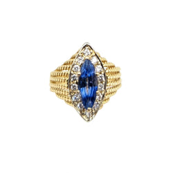18kt Yellow and White Gold Sapphire and Diamond Cocktail Ring