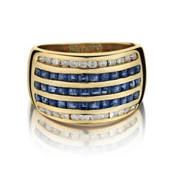 Ladies 14kt Y/G Blue Sapphire and Diamond Ring.