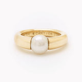 Cartier 8.5mm Cultured Pearl 18 Karat Yellow Gold Ring. Size 7.