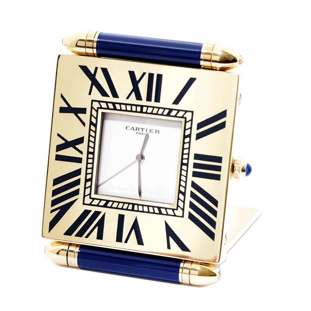 Cartier Quadrant Folding Gold Plated Travel Alarm Clock Van Rijk cartier-quadrant-folding-gold-plated-travel-alarm-clock-van-rijk
