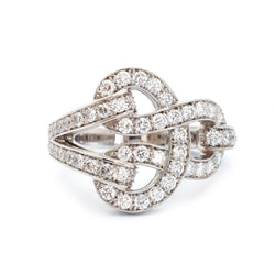 Cartier ‘Agrafe’ White Gold & Pavé-Set Diamond Ring