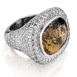 Spectacular!!! 14kt White Gold Custom Made Citrine and Diamond Ring.