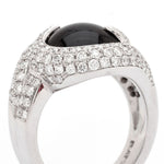 Cabochon Cut Onyx & Brilliant Cut Diamond Platinum Ring