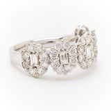 1.85 Total Carat Diamond and White Gold Cluster Ring