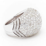 5.65 Total Carat Diamond 18 Karat White Gold Dome Ring