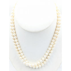 Opera length 6.5mm Cultured strand necklace with gold clasp