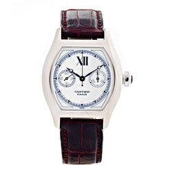 Cartier Rare Tortue Chronograph White Gold Manual Watch