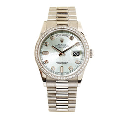 Rolex Oyster Perpetual Day-Date Platinum & Diamond Ice Blue Watch