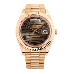 Rolex Oyster Perpetual Day Date II Everose Gold Wave Dial Watch