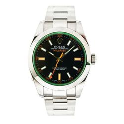 Rolex Oyster Perpetual Milgauss Green Glass Steel Watch