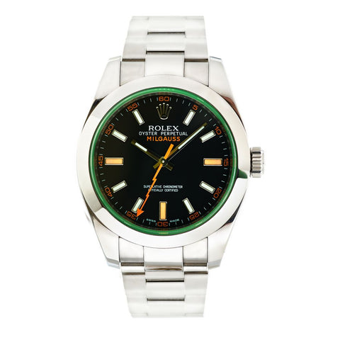 Rolex Oyster Perpetual Milgauss Steel Green Glass Watch