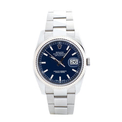 Rolex Oyster Perpetual Datejust Stainless Steel Blue Dial Watch