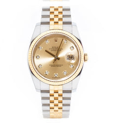 Rolex Oyster Perpetual Datejust Two-Tone Diamond Dial Watch