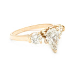1.15 Carat Pear-Shape Diamond Three-Stone Yellow Gold Ring