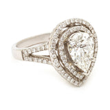 2.01CT Pear-Shaped Diamond Double Halo White Gold Ring