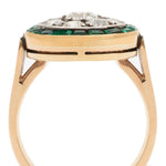 Art Deco Diamond And Green Emerald Target Cluster Ring
