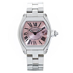 Cartier Roadster Pink Dial Stainless Steel Watch