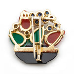 Cartier Gold, Diamond & Colored Gemstone Basket Brooch
