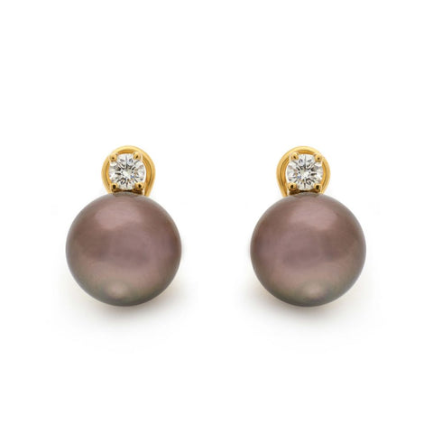 South Sea Cultured Pearl And Diamond Gold Ear Clips