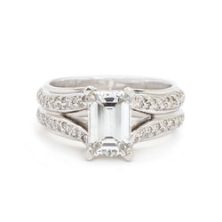 1.90CT Emerald-Cut Diamond Split-Shank Platinum Ring