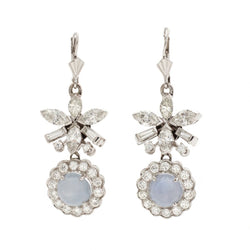 Mid-Century Star-Sapphire And Diamond Drop Earrings