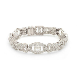Sophia D. Platinum Round & Emerald Cut Diamond Bracelet