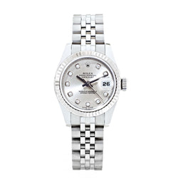 Rolex Ladies Datejust S/S Silver & Diamond Dial 26mm Watch