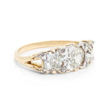 Victorian-Era 18KT YG Three-Stone Diamond Hand Carved Ring