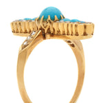 Victorian Yellow Gold Cross Turquoise & Old-Rose Cut Diamond Ring