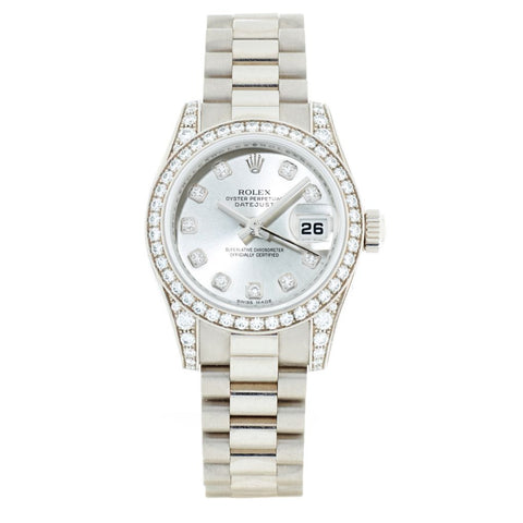 Rolex Ladies White Gold And Diamond President 26mm Watch. Ref:179159