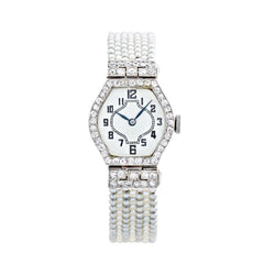 Tissot Edwardian Rose Cut Diamond, Pearl and Platinum Watch