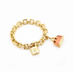 Louis Vuitton Yellow Gold Square Cable-Link Charm Bracelet
