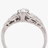 Marquise Cut Diamond & Round Cut Diamond Platinum Ring