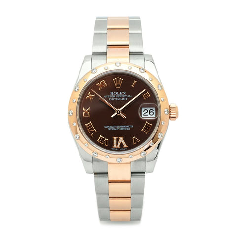 Rolex Mid-Size Everose Gold, Steel & Diamond Datejust Watch