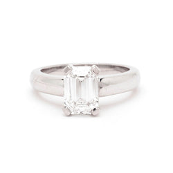 Birks 2.08 Carat Emerald Cut Diamond Platinum Ring