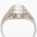 Vintage 1.90 Total Carat Old-Mine Cut Diamond Platinum Ring
