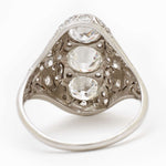 Vintage 1.90 Total Carat Old-Mine Cut Diamond Platinum Ring