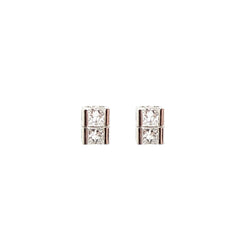 14kt White Gold Diamond Stud Earings . 4 x 0.32ct Tw Princess Cut Diamonds