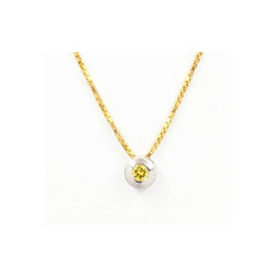 18kt White and Yellow Gold Necklace set with an Enhanced Intense Yellow Diamond