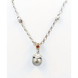 18kt White Gold South Sea Pearl and Diamond Necklace.