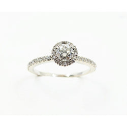 14kt White Gold Diamond Halo Engagement Ring. 0.90ct Tw