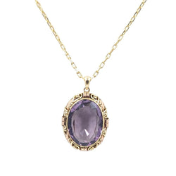 1940's Vintage Amethyst Pendant in 14kt Yellow and Rose Gold