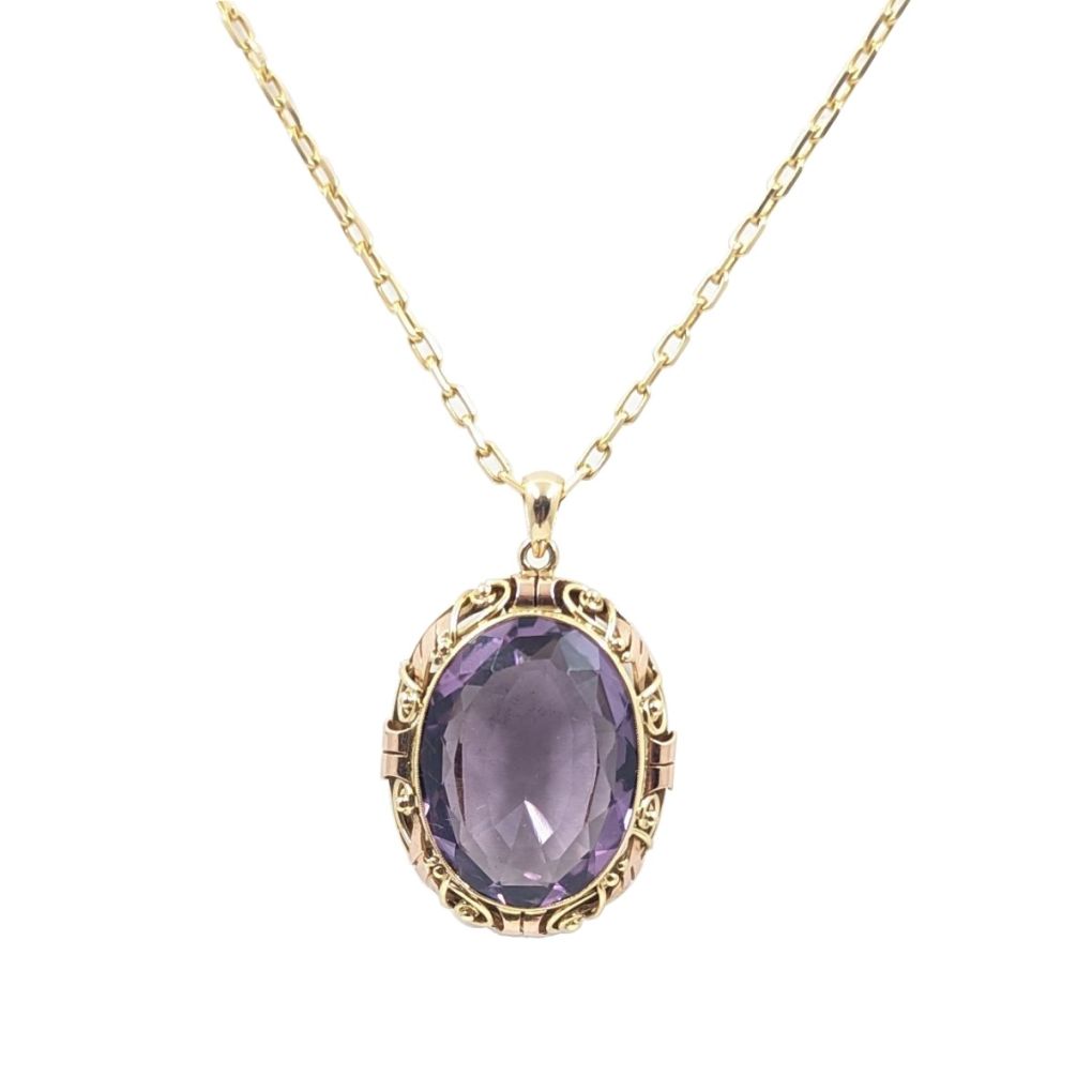 1940's Vintage Amethyst Pendant in 14kt Yellow and Rose Gold – Van