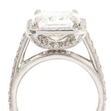 5.10 Carat Radiant Cut Diamond Platinum Halo Set Ring