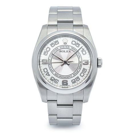 Rolex Oyster Perpetual Silver Concentric Dial Watch