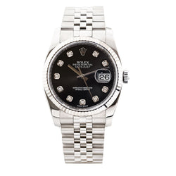 Rolex Oyster Perpetual Datejust Black Diamond Dial Watch
