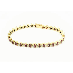 14kt Yellow Gold Ruby and Diamond Tennis Style Bracelet