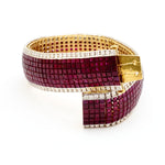 Square-Cut Ruby and Round Brilliant Cut Diamond Bracelet