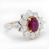 1.92 Carat Oval Ruby & Diamond Cluster White Gold Ring